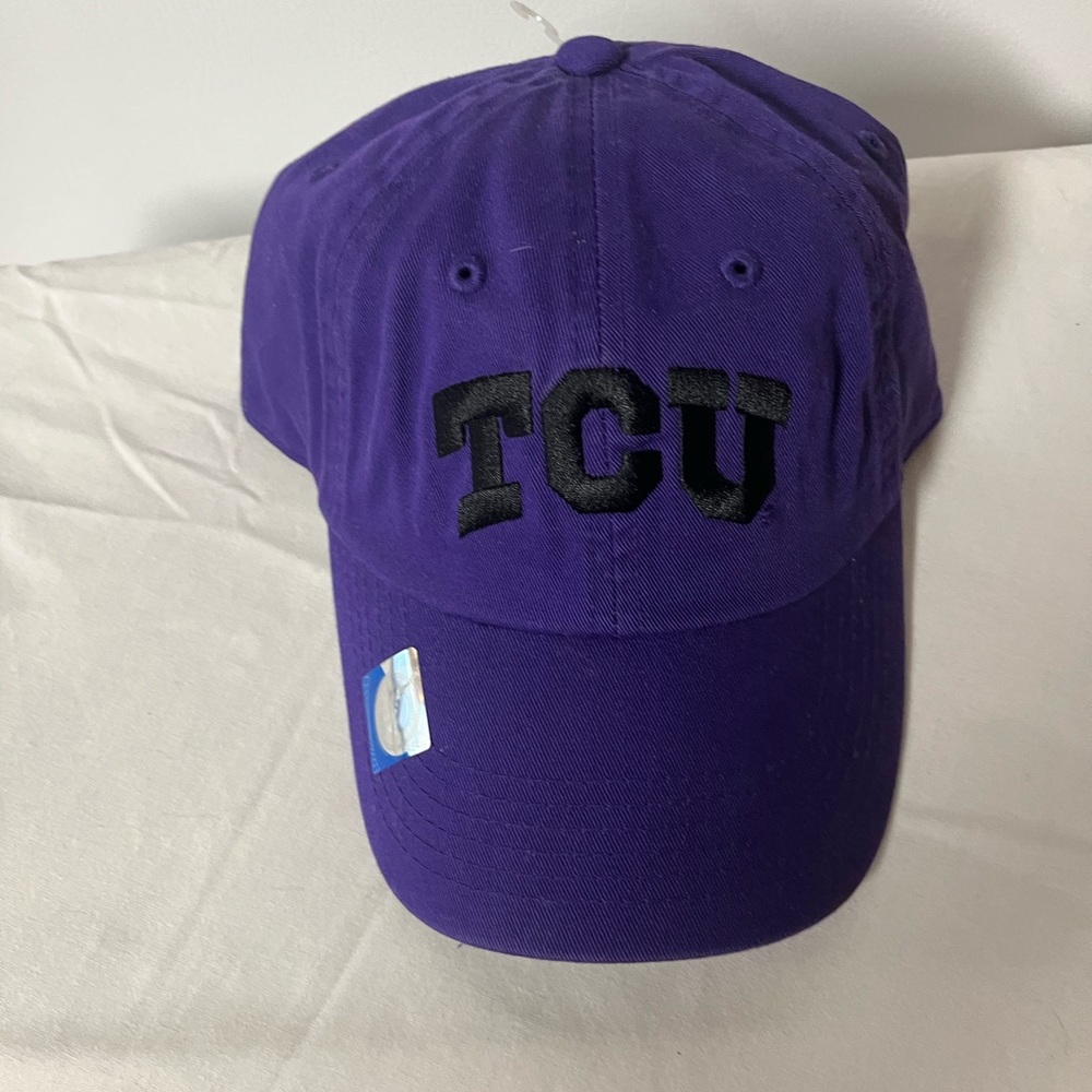 New Purple & Black TCU Baseball Cap W/ Hook & Loop Closure